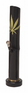 Bong Bambú Hoja de Marihuana Negro 35cm 0