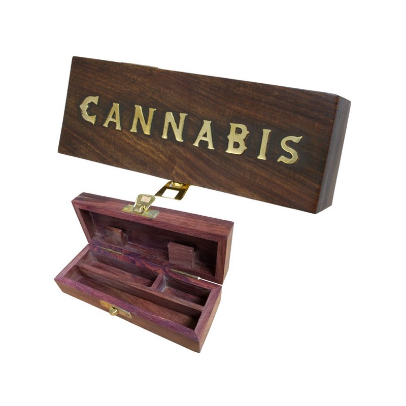 Caja de Madera Rectangular Cannabis 14x5 cm 0