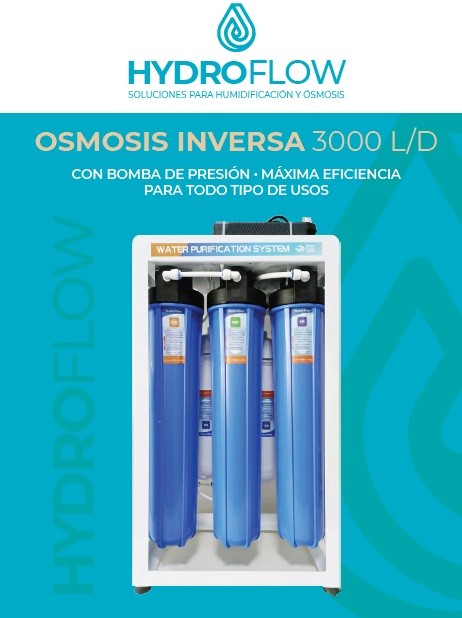 FILTRO DE ÓSMOSIS INVERSA 3000 L/D HYDROFLOW CON BOMBA DE PRESIÓN 1