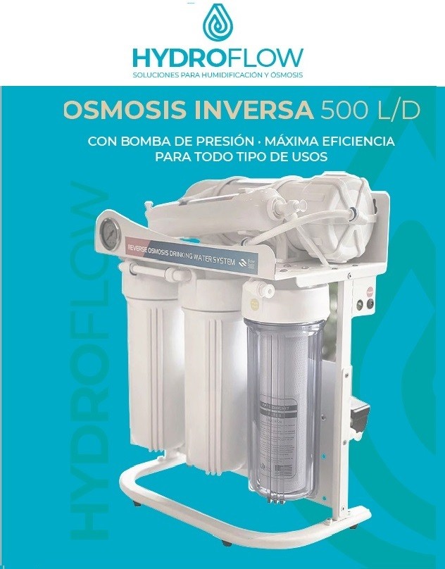 FILTRO DE ÓSMOSIS INVERSA 500 L/D HYDROFLOW CON BOMBA DE PRESIÓN 1