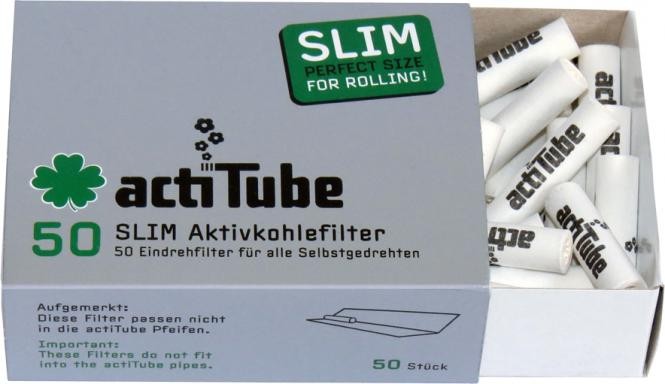 Filtros ActiTube Slim 7mm Boquillas Carbón Activo 50 unidades 0