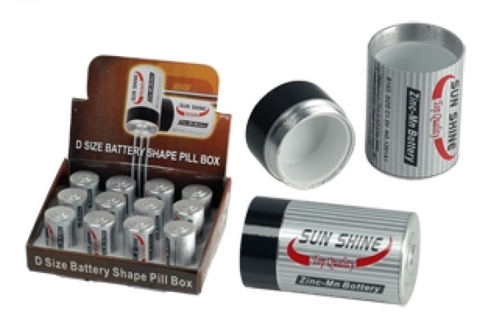 Battery shape Pill Box safe, C size