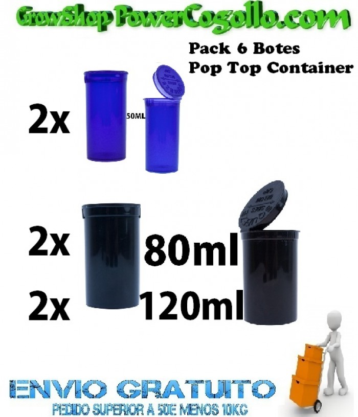 Pack 6 Botes Pop Top Container 