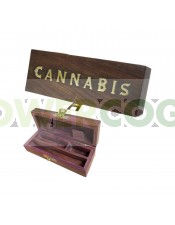 Caja de Madera Rectangular Cannabis 14x5 cm