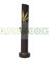 Bong Bambú Hoja de Marihuana Negro 35cm